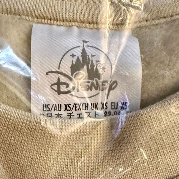 Mickey Mouse Peace Sign Pullover Sweatshirt Adults Disney XS NWT Beige - Picture 4 of 4